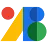 Google Fonts のロゴ。赤い円と青い長方形で表された「A」と、重なり合う青と緑の円からなる「B」で表現される「AB」。