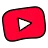 YouTube Kids のロゴ。赤い長方形とその中の白い再生ボタンのアイコンがすべて黒で縁取られている。